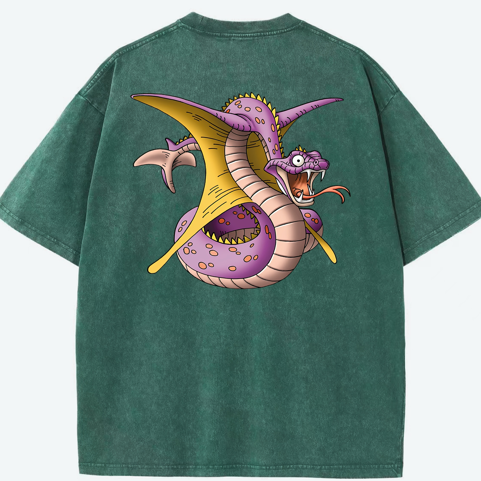 （画像用） ドラゴンクエスト Doragon Kuesuto Dragon Quest 綿100% ヴィンテージ風 半袖Tシャツ（背面プリント）